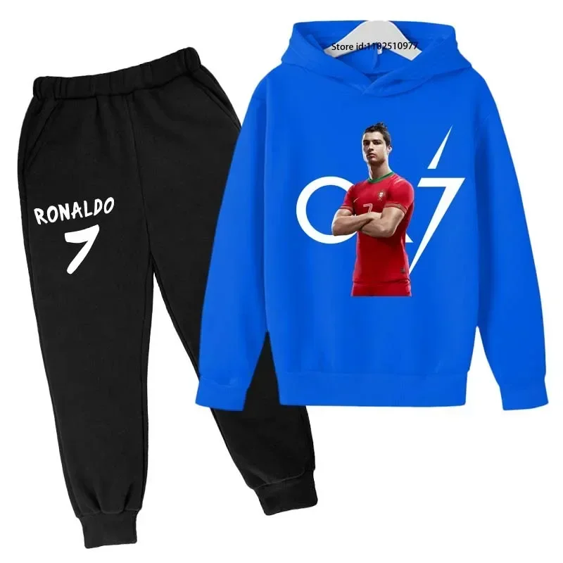 Kids Spring Autumn Football Idol Cr7 Print 2pcs Hoodie+Pants Set Tracksuits 3-13 Years Boy Girls Casual Baby Children Clothes - Image 3