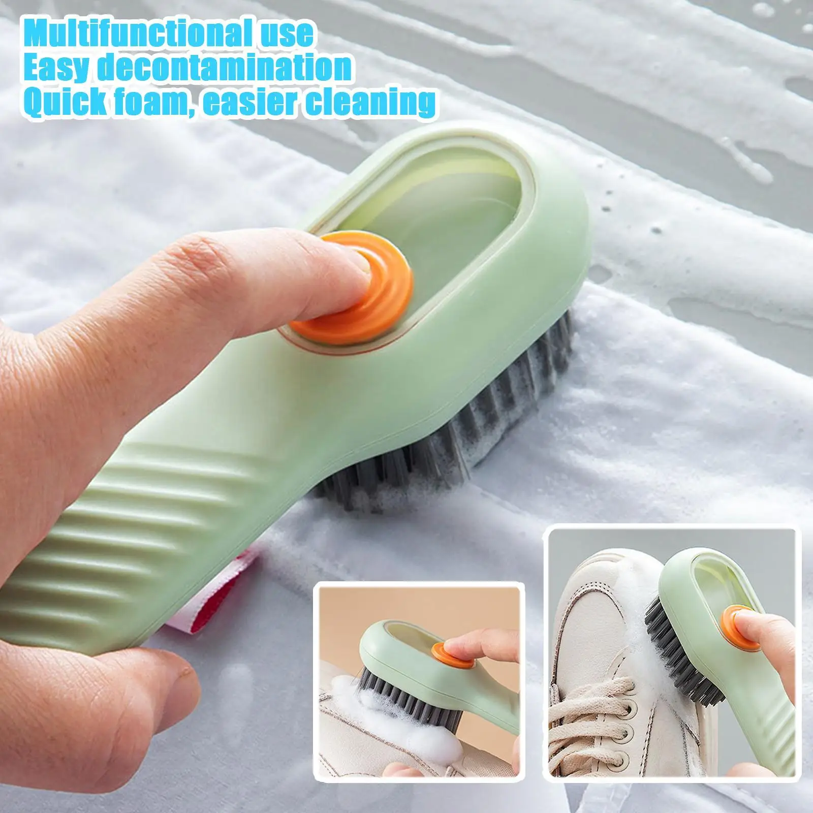 Bathroom Shoe Brush Automatic Liquid Discharge Deep Cleaning Soft Bristles Household Laundry Cleaning Brush for Daily Use - Image 3