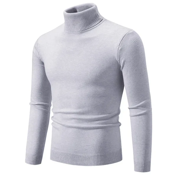 Men’s High Neck Sweater Pullover, a knitted turtleneck that offers warmth and timeless casual style for the colder months. - Image 3