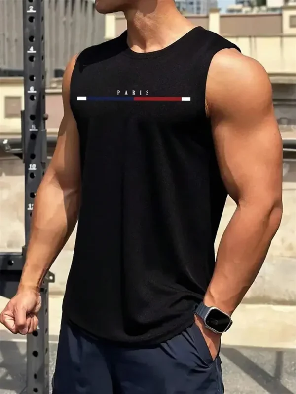 Summer New Trend Men's Pull-Over Crew Neck Vest Mesh Fitness Breathable Vest Blazer Men's Quick Drying Sweat Absorption T-Shirt - Image 2