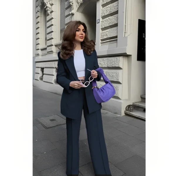 Fashion Chic Light Purple Suits for Women 2 Piece Jacket Pants Female Clothing Smart Elegant Office Lady Tailor Women's Sets - Image 6