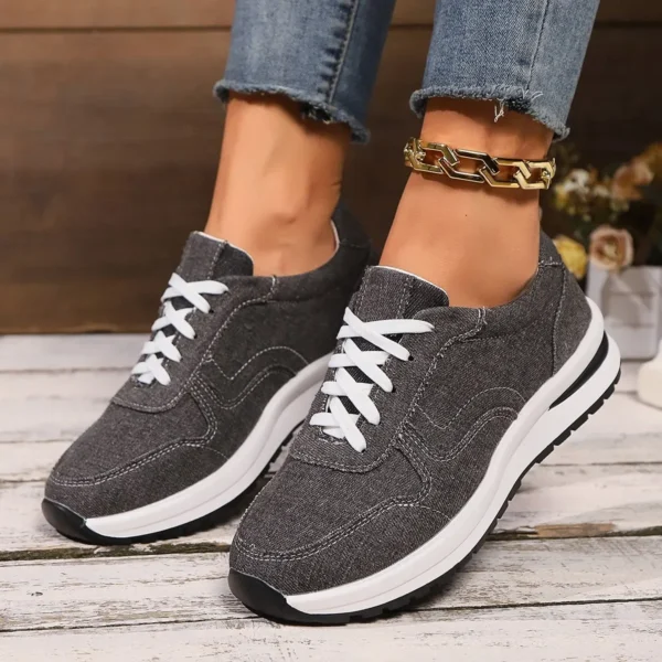 Blue Denim Platform Sneakers Women Fashion Thick Sole Lace Up Sports Shoes Woman Plus Size 43 Comfortable Casual Female Sneakers - Image 4