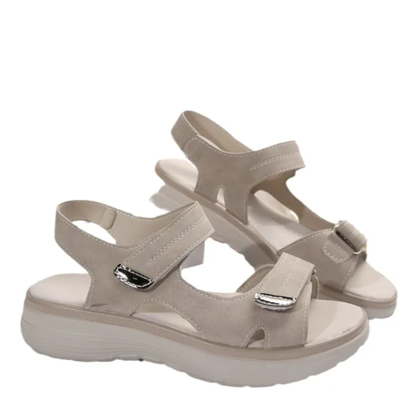 Women's Solid Color Casual Sandals, Platform Ankle Buckle Soft Sole Walking Wedge Shoes, Slingback Summer Shoes - Image 5