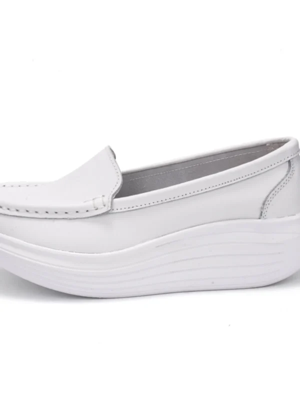 Leather Women's Shoes White Sneakers Clogs Platform Female Footwear Genuine Leather Casual Nurse Summer Creepers Dress Fretwork - Image 6