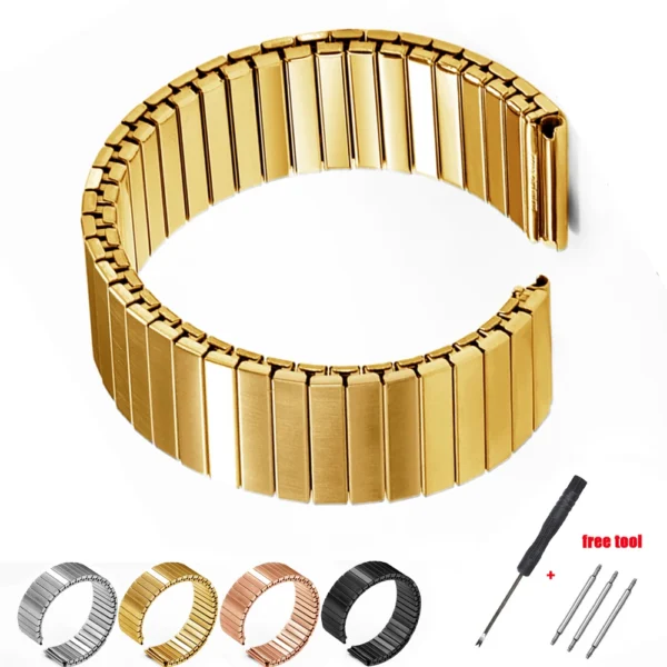 22mm S M L Expansion Watchband Elastic Stainless Steel Watch Strap Women and Men Watch Accessories Belt Metal Stretch Bracelet