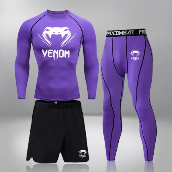 Men's Compression Sportswear, Gym Tights Training Set, Workout Jogging Tracksuit for Men - Image 3