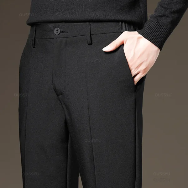 Autumn Winter Men‘s Suit Pants Slim Business Office Elastic Waist Black Grey Classic Pant Korean Trousers Male Plus Size 28-38 - Image 6