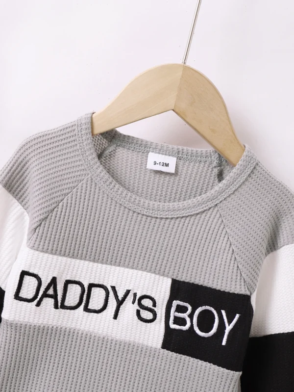 2PCS Kid Boy Clothes Set Patchwork Letter Print Long Sleeve Hoodie with Pants Autumn Fashion Sport Outfit for Children 4-7 Years - Image 5