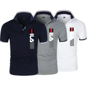 2024 Men’s Lapel Anti-Pill Polo Shirt, Printing Short Sleeve Casual Business Fashion