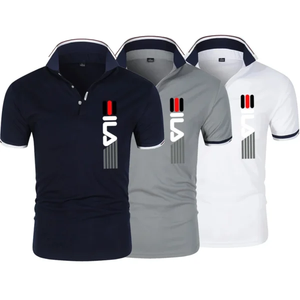 2024 Men’s Lapel Anti-Pill Polo Shirt, Printing Short Sleeve Casual Business Fashion
