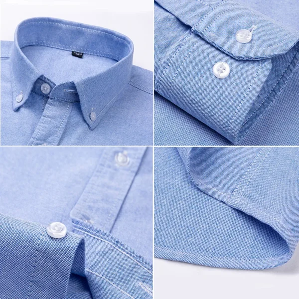 Quality 100% Cotton Oxford Shirt For Mens Long Sleeve Casual Business Regular-Fit Formal Dress Shirts Social Blouse Male Clothes - Image 6