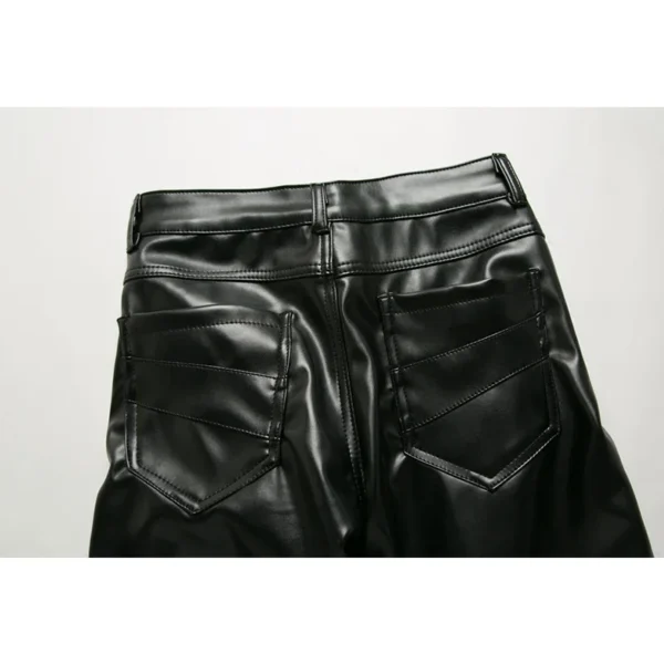 Winter Skinny Biker PU Leather Pants for Men, High Street Fashion Motorcycle Trousers - Image 3