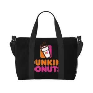 Dunkin Donuts Logo Print Duffel Bag for Boys Girls Handbags for Women Men Waterproof Tote Bags for Travel Gym Beach Daily Use