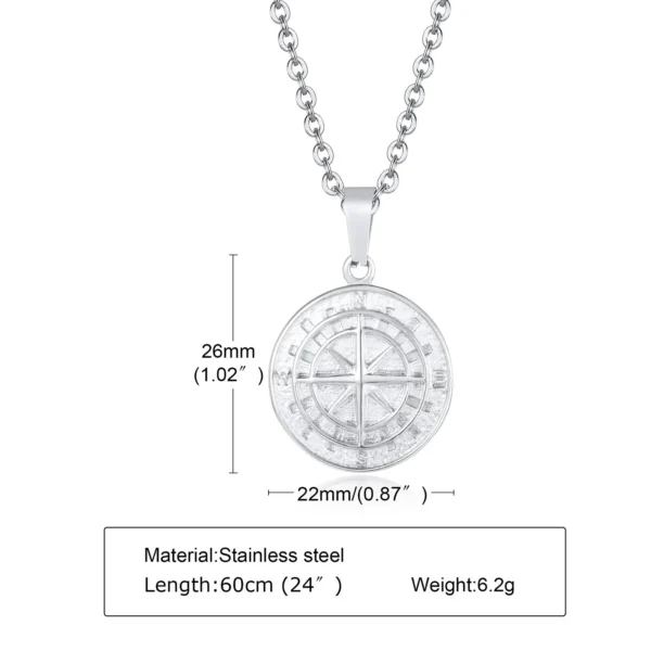 Vnox Layered Necklaces for Men, Sailing Travel Compass Pendant, Stainless Steel Cuban Figaro Wheat Chain, Casual Retro Collar - Image 6