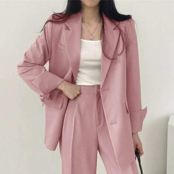 Wide Leg Suit Pants Set Elegant Women's Business Suit Set with Single-breasted Cardigan Jacket High Waist Wide for Professional - Image 5
