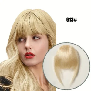 100% Real Human Wipsy Bangs 613 Blonde Fringe Clip in Hair Extensions Fake Air Bangs Clip on Curved Hairpieces for Women Daily