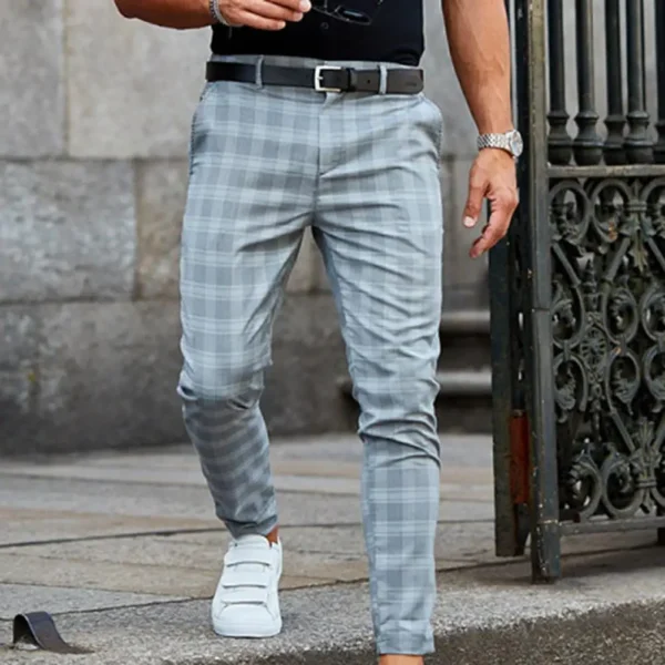 Checkered Pattern Fashion Men Trousers Plaid Loose Autumn Winter Vintage Men's Pants Business Casual Straight Leg Slim Pants - Image 4