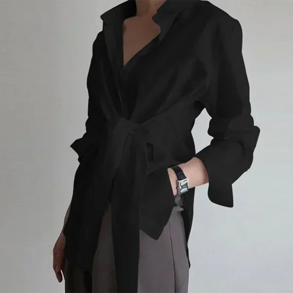 Long Sleeve Women Shirt Button Loose White Blouses Office Lady Elegant Cotton Tops - Image 3
