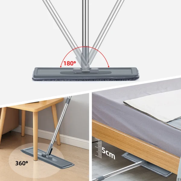 Hand Free Flat Floor Mop And Bucket Set For Professional Home Floor Cleaning System With Washable Microfiber Pads For Hardwood - Image 4