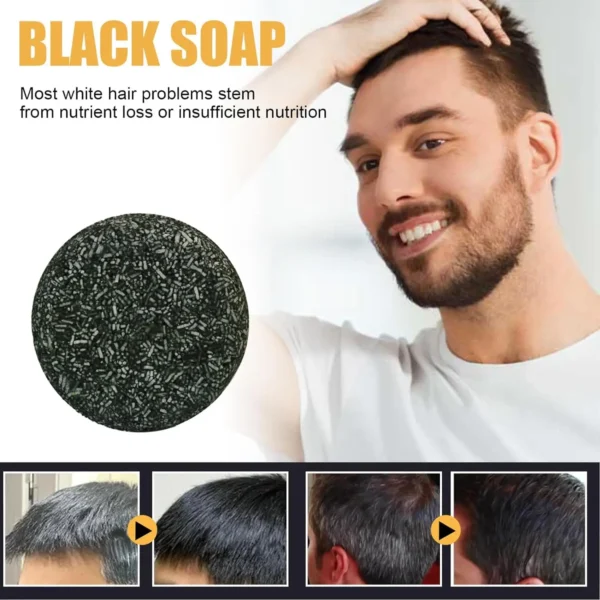 Grey Coverage Bar Shampoo Repair Gray White Hair Color Treatment Smoothing Nourishing Anti Dandruff Natural Hair Darkening Soap - Image 4