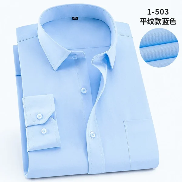 White Men Twill Long Sleeve Shirt,Single Breasted Lapel Asian Size Shirts,Wedding/Business/Office/Casual Tops Camisas,M-8XL 9XL - Image 6