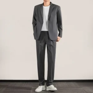 Casual Business Solid Color Western-style Clothes Suit For Men Trendy In Spring 2024 No Ironing Required Korean Style