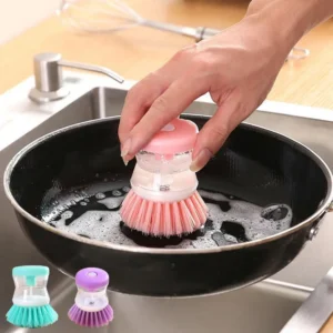 Practical Plastic Dishwashing Brush Save Time Decontamination Cleaning Brushes with Washing Up Liquid Soap Dispenser Daily Use