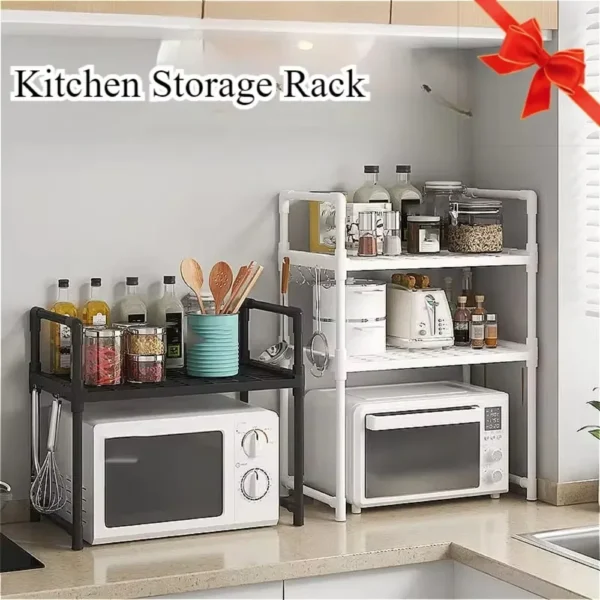 Kitchen Storage Rack Multi-Layer Microwave Shelf Condiment Organizer Shelf Simple Countertop Tidying Shelves Storage Organizer - Image 2