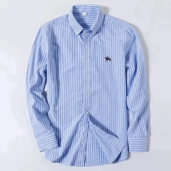 Quality 100% Cotton Oxford Shirt For Mens Long Sleeve Casual Business Regular-Fit Formal Dress Shirts Social Blouse Male Clothes - Image 3
