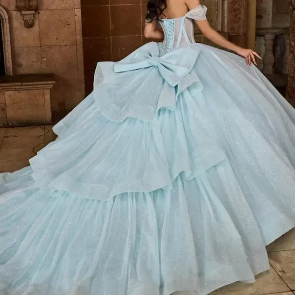AQ121 Customized Ball Gown Prom Dresses Sweet 16th Girl Illusion Bow Women Party Formal Wear vestidos de 15 quinceañera 2024
