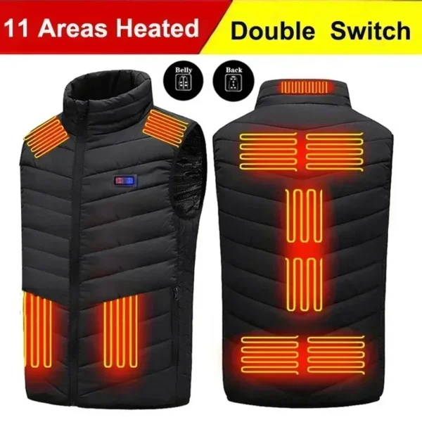 21/13/9Areas Self Heating Vest Jacket Heated Winter Men Womens Heated Jacket Tactical Heating Vest Body Warmer Coat with Gloves - Image 3