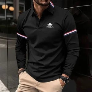 Men's Sports and Leisure Long-Sleeved Polo Shirt