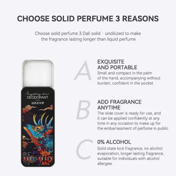 Mizlu Solid Perfume: Long-Lasting Fresh Fragrance - Alcohol-Free Formula, Compact and Portable Scent Stick for Men and Women - Image 2