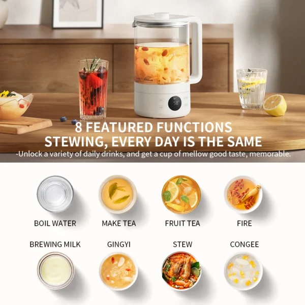 New Xiaomi Mijia Multifunctional Health Kettle S1 1.5L 1000W High Borosilicate Glass Body 316L Stainless Steel Heating Plate - Image 5