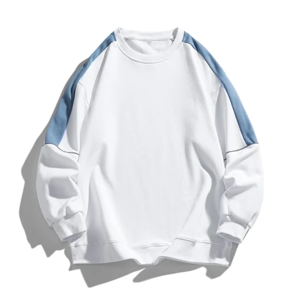 New Men Autumn Casual Fashion Teenager Pullover Top Color Contrast Round Neck Hoodies Male Long Sleeved Loose Sweatshirts Tops - Image 2