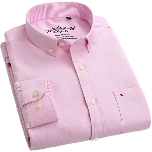 New in shirt long-sleeve shirts for men slim fit formal plian shirt single pocket office clothes soft plaid cotton designer tops - Image 2