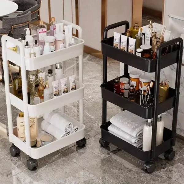 3/4 Tier Mobile Storage Rack Trolley Organizer With Wheels Plastic Kitchen Organizers Household Cart Mobile Trolley Bookshelf - Image 6