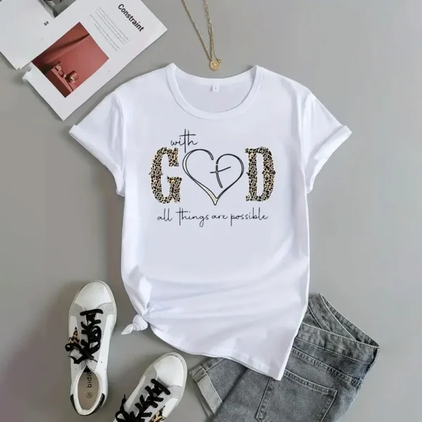 Summer Women's Round Neck T-shirt Fashion Short sleeved Top Leopard Print Trendy Loose Clothing Women's Party T-shirt - Image 3