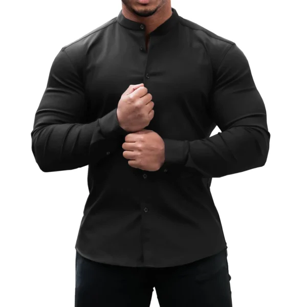 Men's Casual Shirt Slim Fit Micro-elastic Long Sleeve Comfortable Versatile Stand Collar Tops Camisas Men Dress Shirt