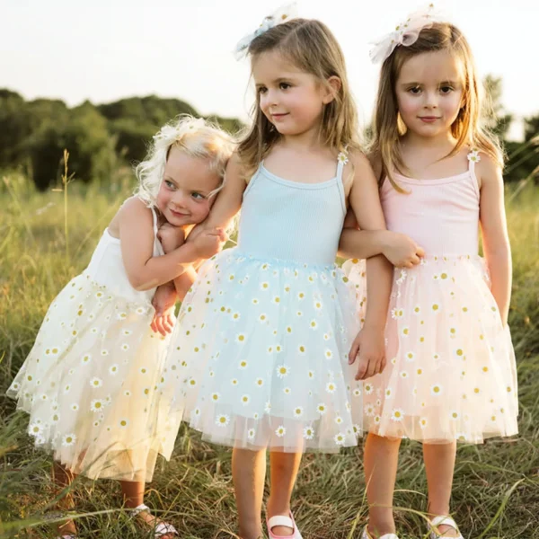 ma&baby 6M-4Y Toddler Kids Baby Girls Tutu Dress Tulle Party Birthday Daisy Dresses For Girl Summer Sun Beach Holiday Clothing