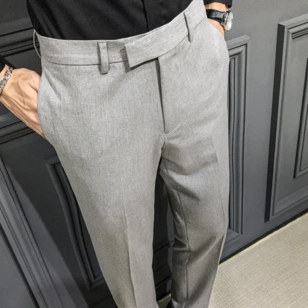 Khaki Men's Suit Pants, Fashion Slim Trousers, Asian Size 28-36,Korean Style Grey Pant, 2025 New - Image 4