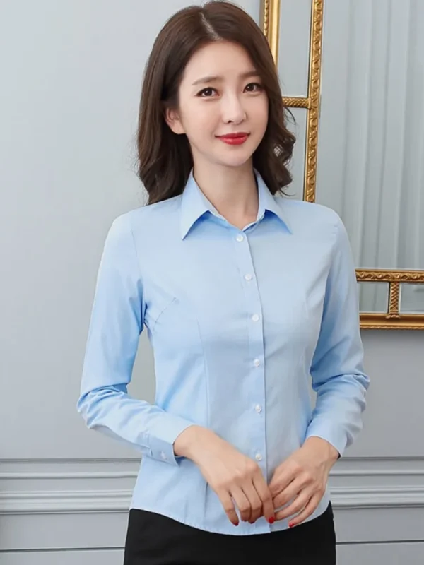 Fashion Women Shirt White Shirt Female Long-sleeve Professional Shirt Formal Dress Large Size Work Clothes OL Button Womens Tops - Image 3