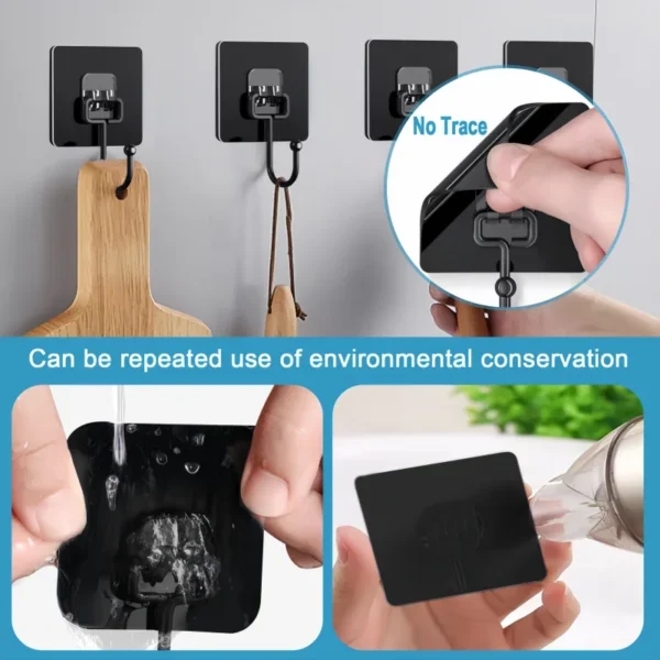 Big Size Hooks Heavy Duty 22 lbs Waterproof Adhesive Wall Hooks Nail-Free Transparent Waterproof Hooks for Kitchen Bathroom - Image 6