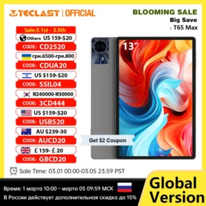 Teclast T65 Max 13" HD Display Tablet – Android 14, MediaTek G99, 8GB RAM, 256GB Storage, 10000mAh Battery, Widevine L1