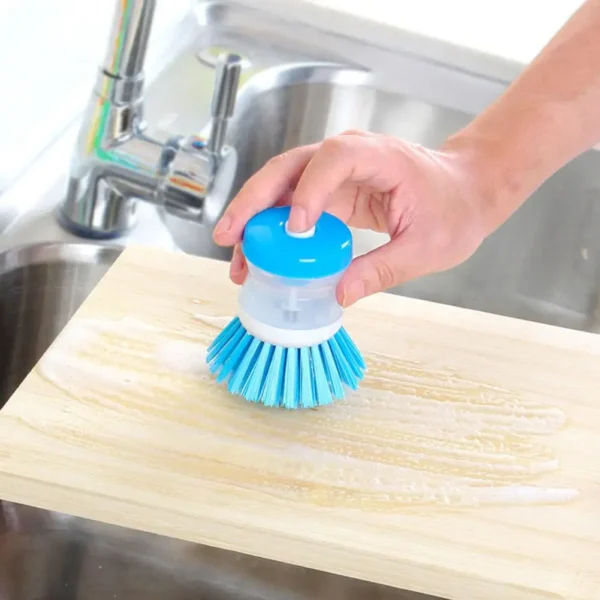 Practical Plastic Dishwashing Brush Save Time Decontamination Cleaning Brushes with Washing Up Liquid Soap Dispenser Daily Use - Image 2