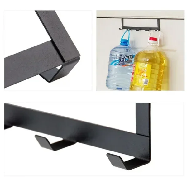 No Punching 5 Hooks Door Rear Hook Wrought Iron Clothes Bag Hanger Hat Sundries Storage Rack Hanger Home Bathroom Organizer - Image 5