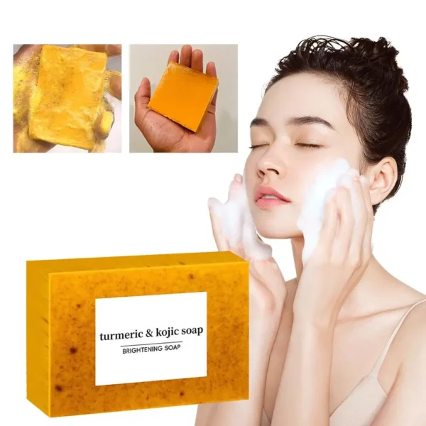 Turmeric Kojic Face & Body Soap - All-Natural Skincare, Daily Use, Lemon Scent, Brightening & Exfoliating
