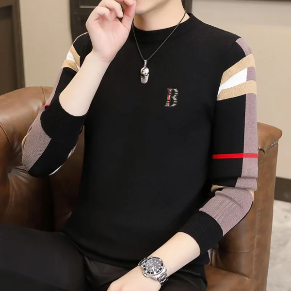 2024 New Autumn/Winter Fashion Luxury Men's Classic Casual Stripe Checkered Pullover Men's Business Brand Soft and Warm Sweater - Image 6