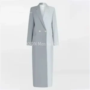 Fashion Casual Double Breasted Notch Lapel Solid Color Women Blazer Elegant Office Lady Clothing High Quality Long Style Jacket