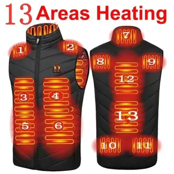 21/13/9Areas Self Heating Vest Jacket Heated Winter Men Womens Heated Jacket Tactical Heating Vest Body Warmer Coat with Gloves - Image 2
